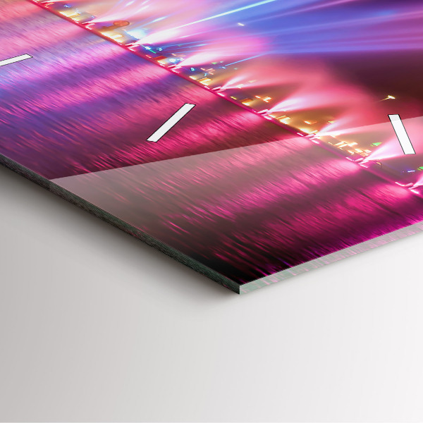 Square glass wall clock Wroclaw Fountain at Night