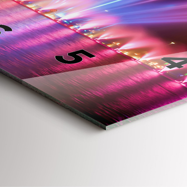 Square glass wall clock Wroclaw Fountain at Night