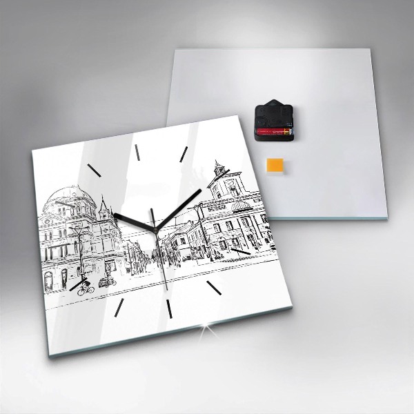 Square glass wall clock Illustration of the city of Poznań