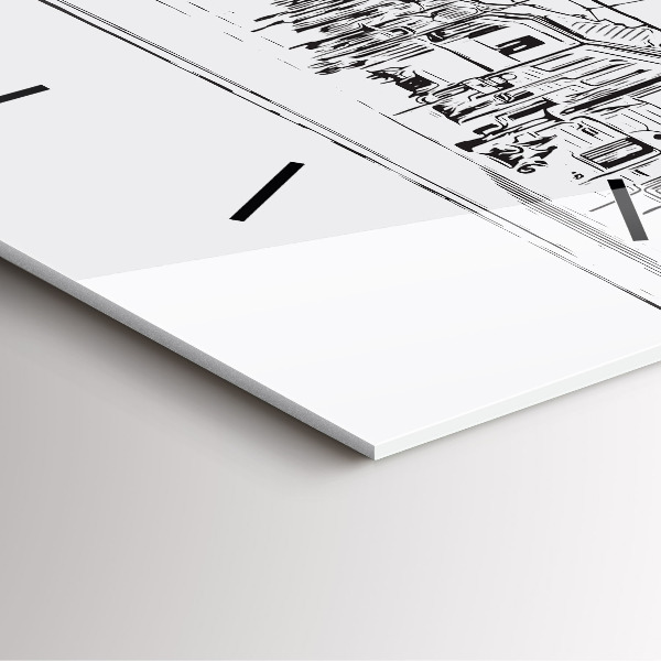 Square glass wall clock Illustration of the city of Poznań
