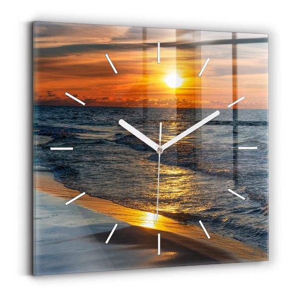Square glass wall clock Władysławowo Baltic Sea