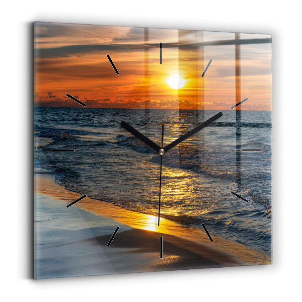 Square glass wall clock Władysławowo Baltic Sea
