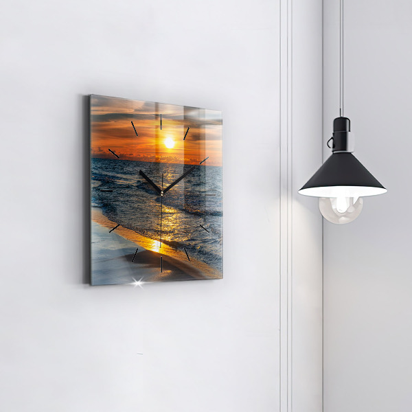Square glass wall clock Władysławowo Baltic Sea