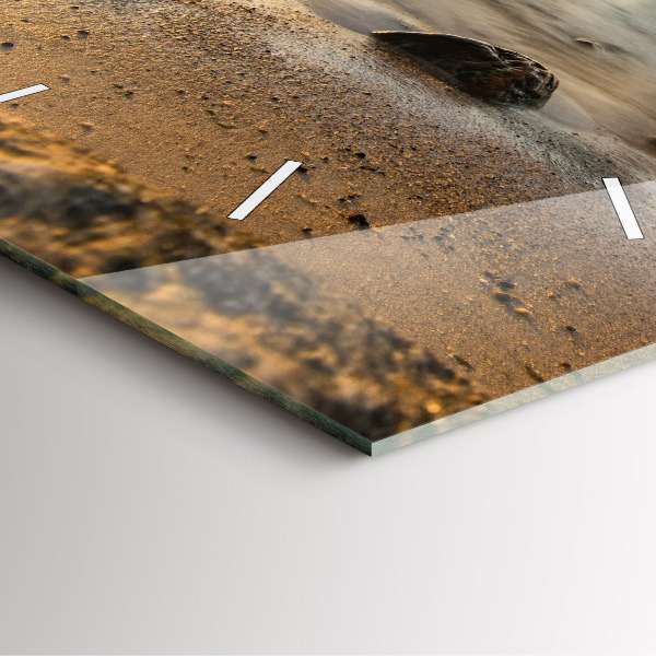 Square glass wall clock Sunrise Baltic Sea