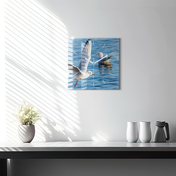 Square glass wall clock Seagulls in Gdynia