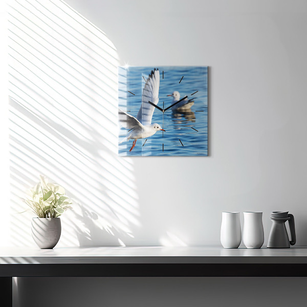Square glass wall clock Seagulls in Gdynia