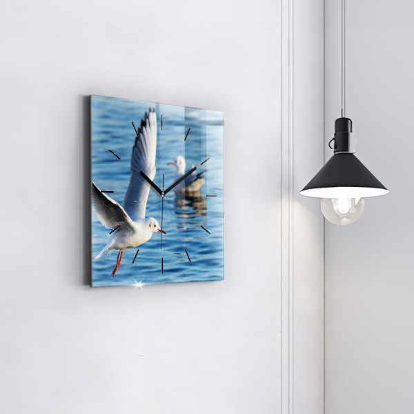 Square glass wall clock Seagulls in Gdynia