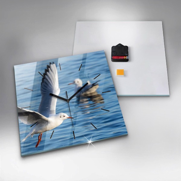 Square glass wall clock Seagulls in Gdynia