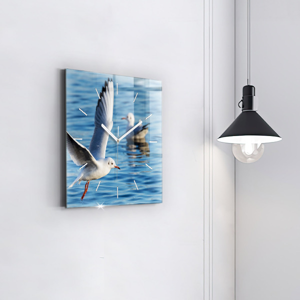 Square glass wall clock Seagulls in Gdynia