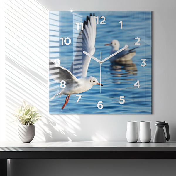 Square glass wall clock Seagulls in Gdynia