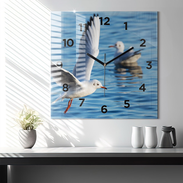 Square glass wall clock Seagulls in Gdynia