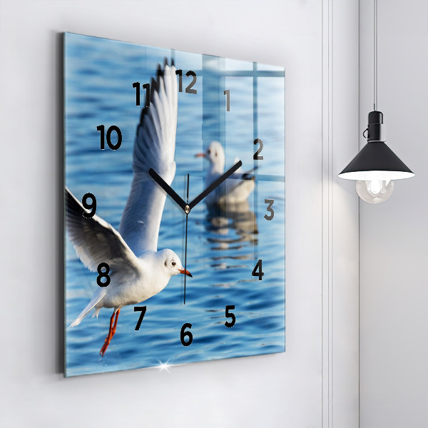 Square glass wall clock Seagulls in Gdynia