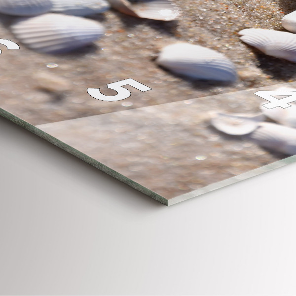 Square glass wall clock Seashells on the beach