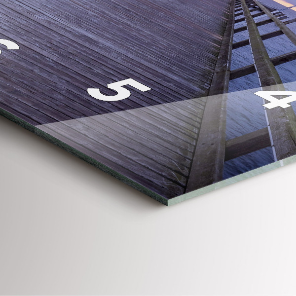 Square glass wall clock Pier on the Baltic Sea