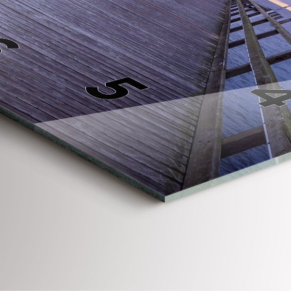 Square glass wall clock Pier on the Baltic Sea