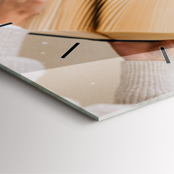 Square glass wall clock A moment with a book