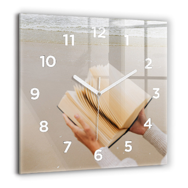 Square glass wall clock A moment with a book