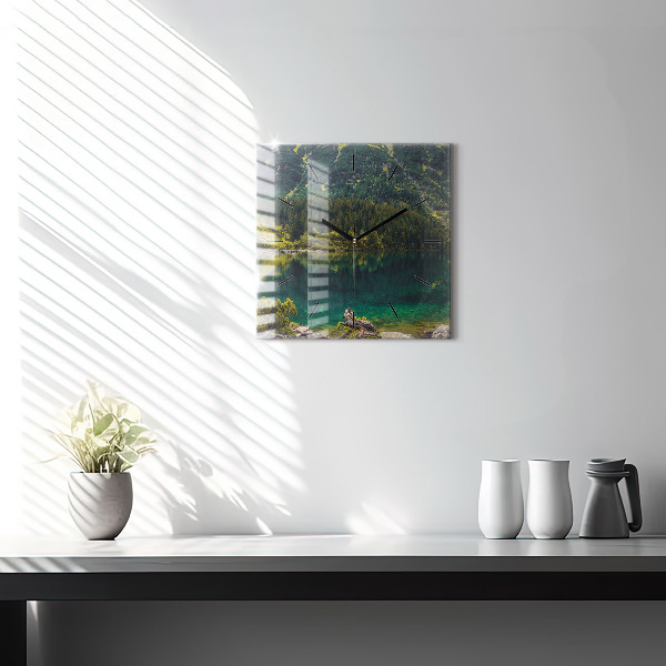 Square glass wall clock Morskie Oko in the Tatra Mountains