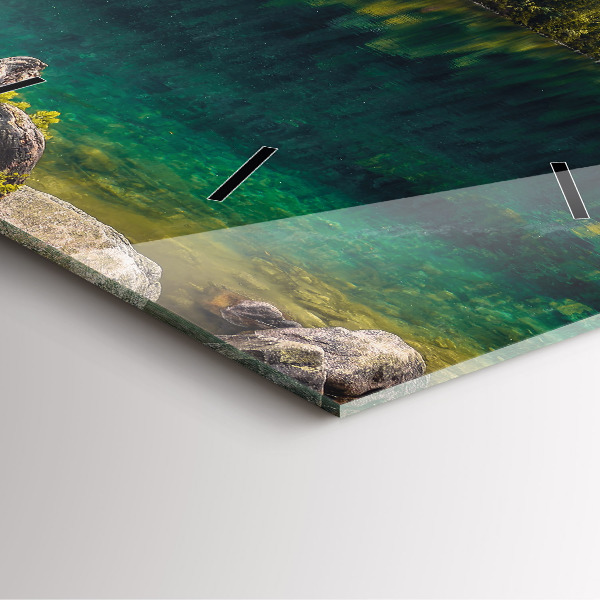 Square glass wall clock Morskie Oko in the Tatra Mountains