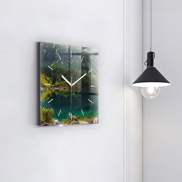 Square glass wall clock Morskie Oko in the Tatra Mountains