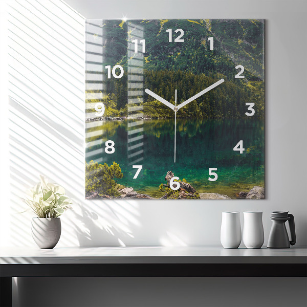 Square glass wall clock Morskie Oko in the Tatra Mountains