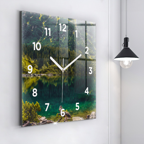 Square glass wall clock Morskie Oko in the Tatra Mountains