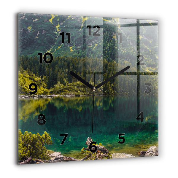Square glass wall clock Morskie Oko in the Tatra Mountains