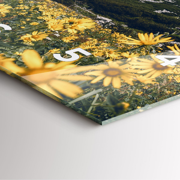 Square glass wall clock Meadow flowers in the mountains