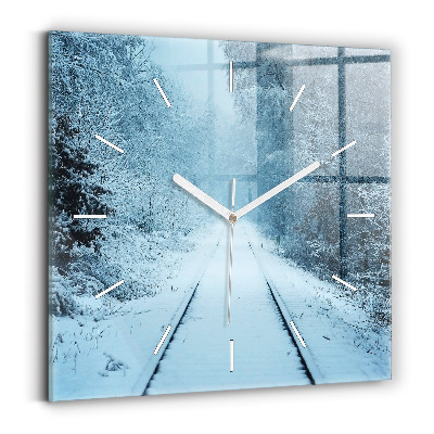 Square glass wall clock Deer on the tracks