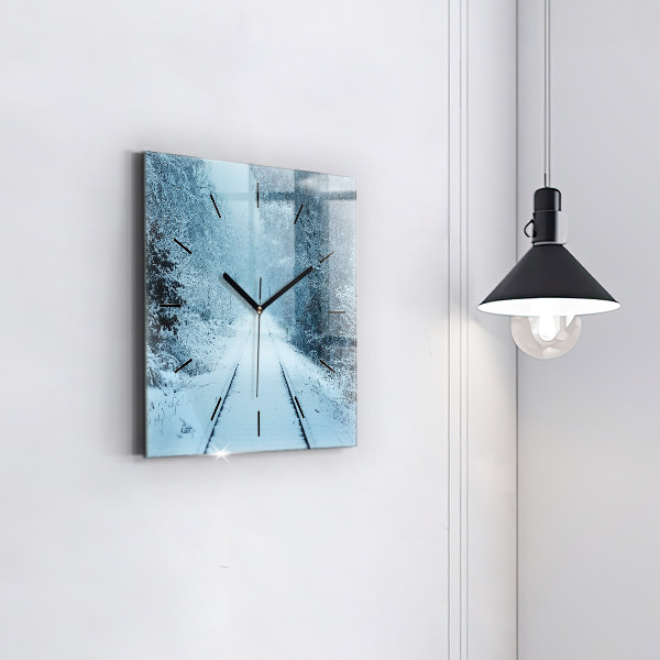 Square glass wall clock Deer on the tracks