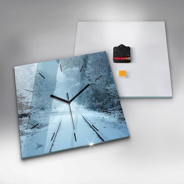 Square glass wall clock Deer on the tracks