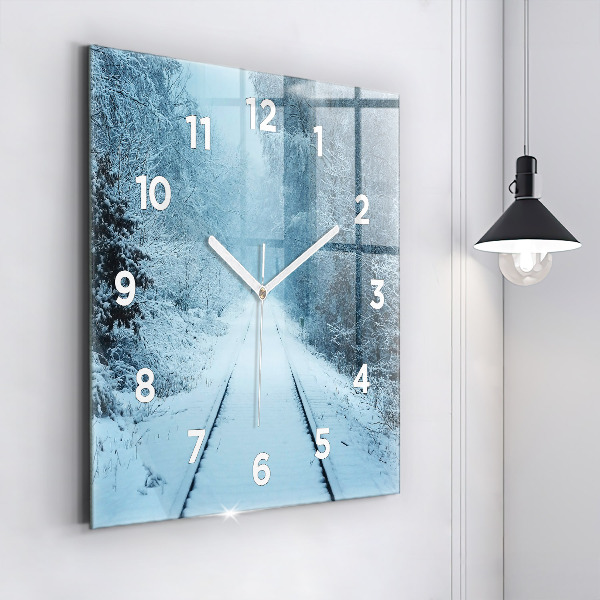 Square glass wall clock Deer on the tracks