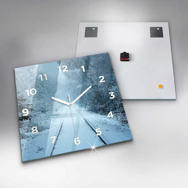 Square glass wall clock Deer on the tracks
