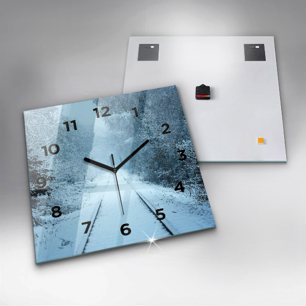 Square glass wall clock Deer on the tracks