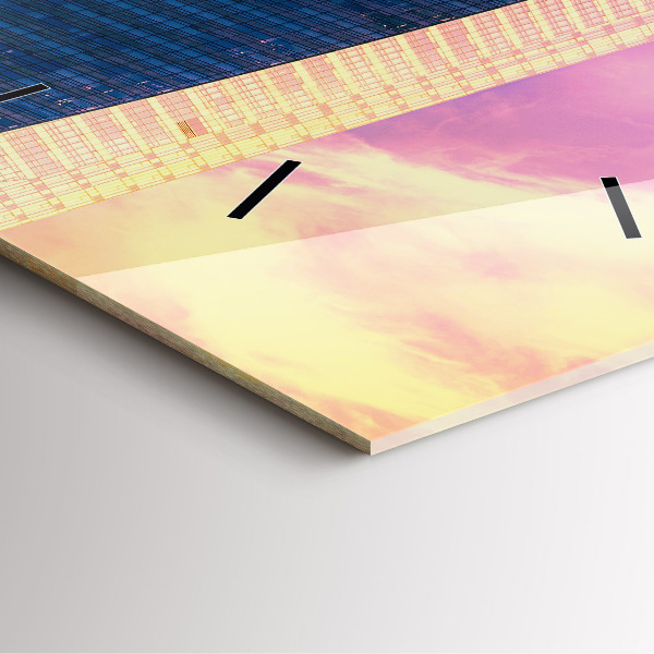 Square glass wall clock Skyscraper in Warsaw