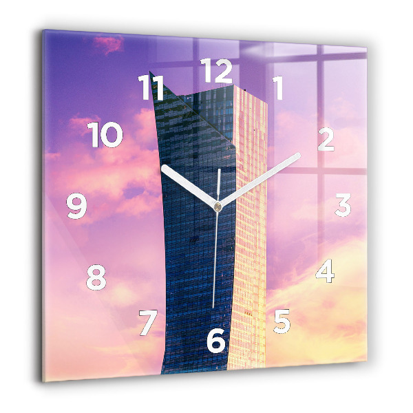 Square glass wall clock Skyscraper in Warsaw
