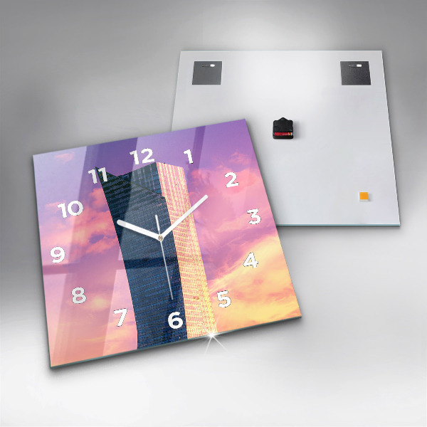 Square glass wall clock Skyscraper in Warsaw