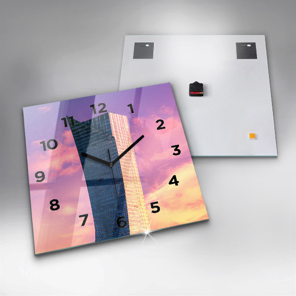 Square glass wall clock Skyscraper in Warsaw