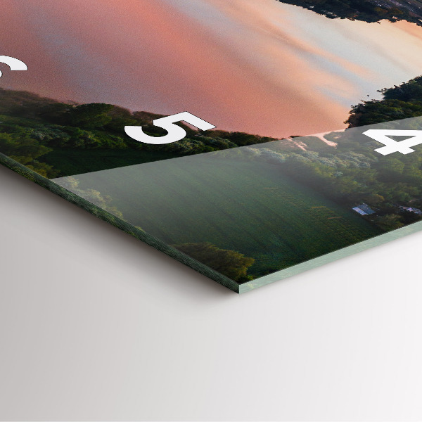 Square glass wall clock Lake view