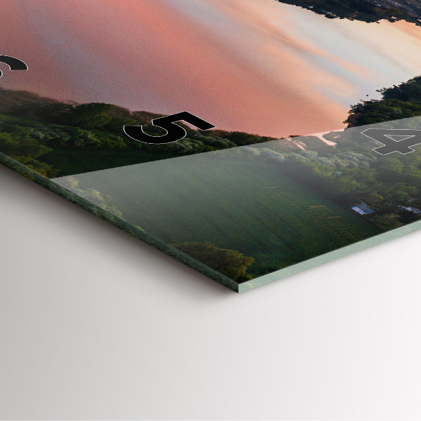 Square glass wall clock Lake view