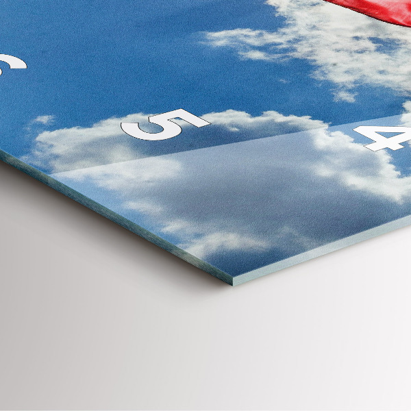 Square glass wall clock The Polish flag against the sky