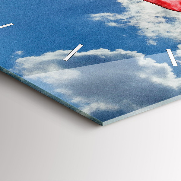 Square glass wall clock The Polish flag against the sky