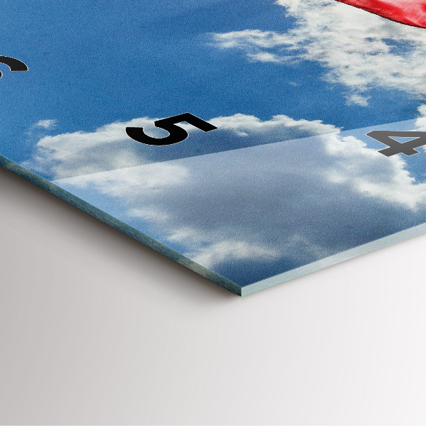 Square glass wall clock The Polish flag against the sky