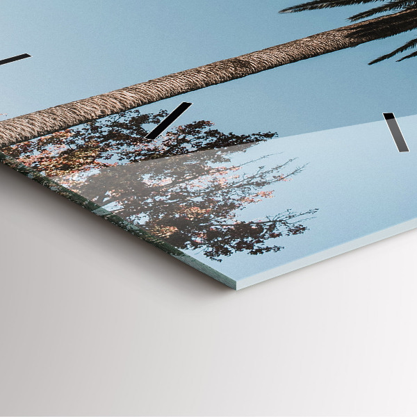 Square glass wall clock Palm trees in Los Angeles