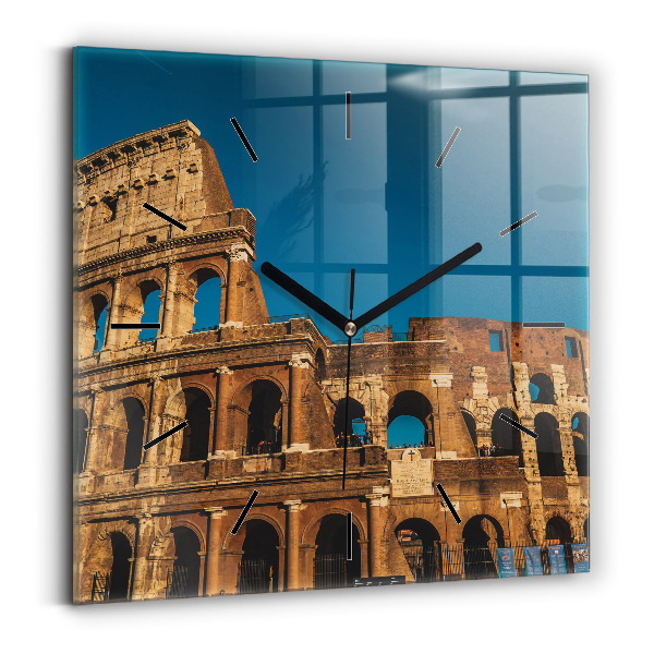 Square glass wall clock The Colosseum in Italy