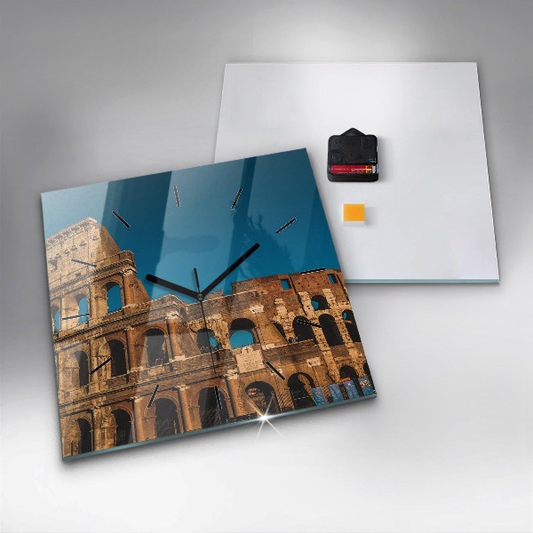 Square glass wall clock The Colosseum in Italy