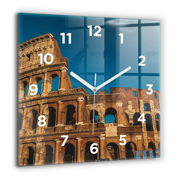 Square glass wall clock The Colosseum in Italy