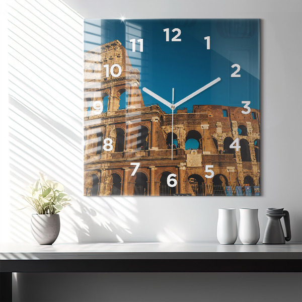 Square glass wall clock The Colosseum in Italy