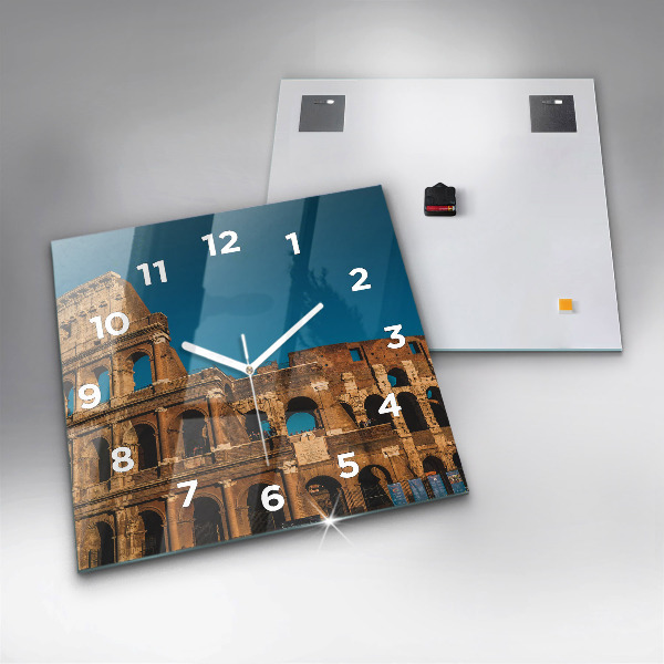 Square glass wall clock The Colosseum in Italy