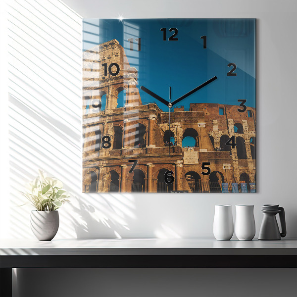 Square glass wall clock The Colosseum in Italy